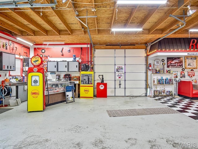 garage featuring a workshop area