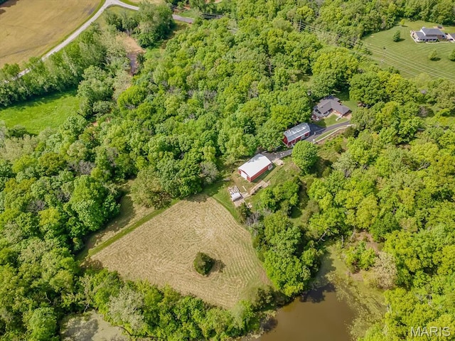 aerial overview of property's location featuring a forest