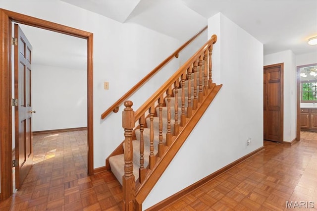 3743 Rock Creek Valley Rd, High Ridge, MO 63049 - stairway featuring baseboards