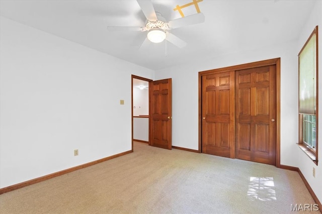 3743 Rock Creek Valley Rd, High Ridge, MO 63049 - unfurnished bedroom with carpet, baseboards, a ceiling fan, and a closet