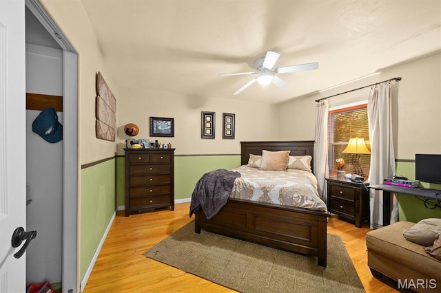 350 Barnett Dr, Edwardsville, IL 62025 - bedroom featuring light wood finished floors, baseboards, and a ceiling fan