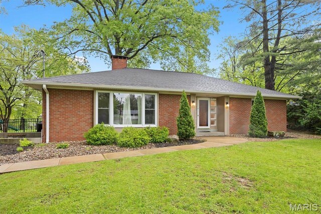 350 Barnett Dr, Edwardsville, IL 62025 - ranch-style house featuring a chimney and brick siding