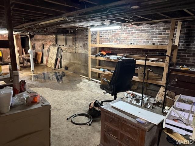 3936 Cook Ave, Saint Louis, MO 63113 - unfinished basement with brick wall