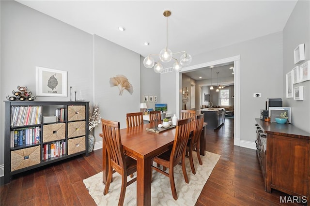 3015 Indiana Ave, Saint Louis, MO 63118 - dining area with hardwood / wood-style floors, baseboards, a ceiling fan, and recessed lighting