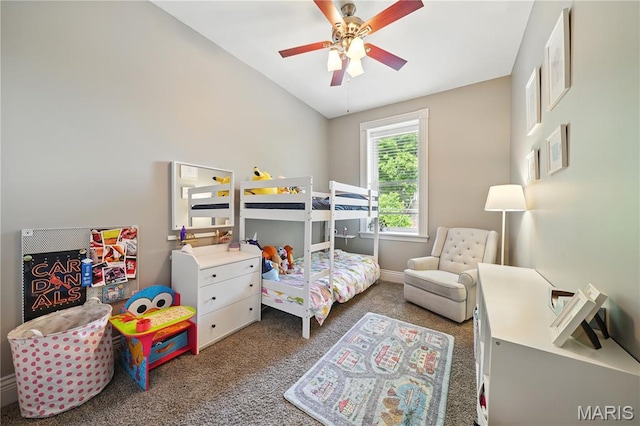 3015 Indiana Ave, Saint Louis, MO 63118 - carpeted bedroom with lofted ceiling and ceiling fan