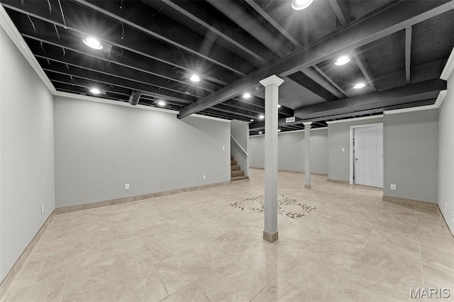 2713 Chapel View Dr, Florissant, MO 63031 - finished below grade area featuring stairs