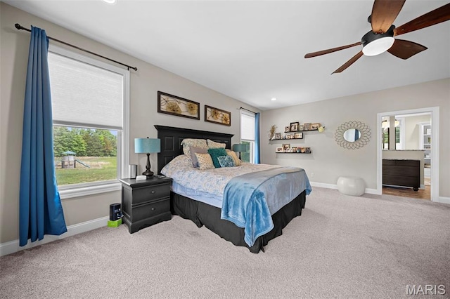111 Foristell Ridge Ct, Foristell, MO 63348 - carpeted bedroom with baseboards, recessed lighting, and a ceiling fan