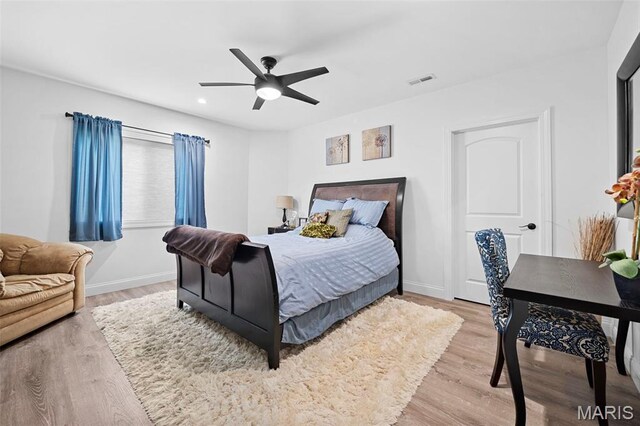 111 Foristell Ridge Ct, Foristell, MO 63348 - bedroom featuring wood finished floors, baseboards, recessed lighting, and a ceiling fan