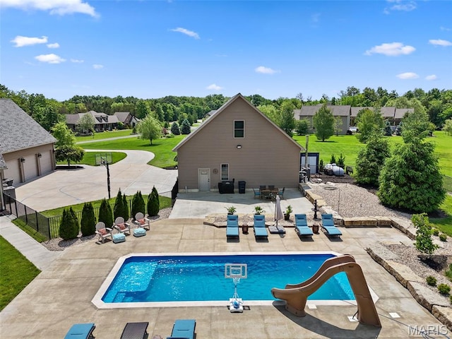 111 Foristell Ridge Ct, Foristell, MO 63348 - swimming pool with a patio, fence, and a residential view