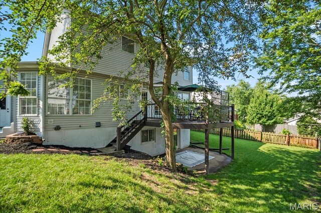300 Wildberry Ln, Saint Charles, MO 63304 - back of house featuring stairway, a wooden deck, and a patio area