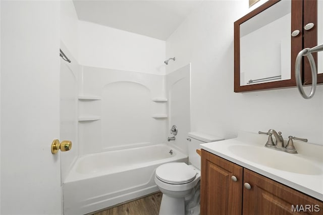 10161 Squire Meadows Drive E, Saint Louis, MO 63123 - full bathroom with vanity, wood finished floors, and shower / tub combination
