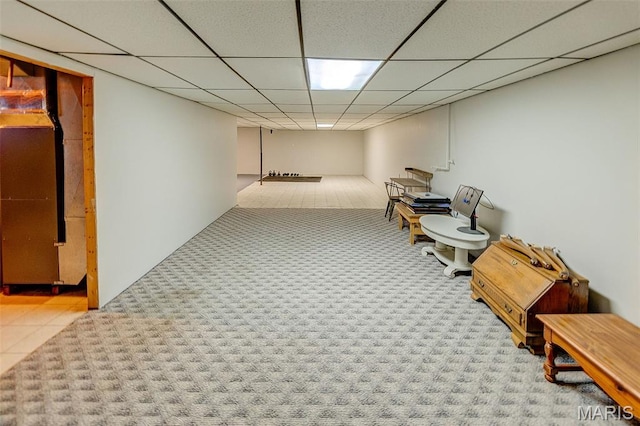 511 E Wilson St, Beckemeyer, IL 62219 - finished basement with a paneled ceiling and carpet floors