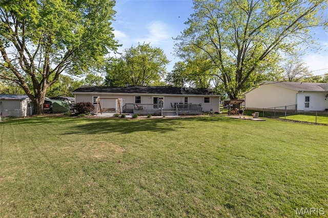 511 E Wilson St, Beckemeyer, IL 62219 - rear view of property featuring a wooden deck
