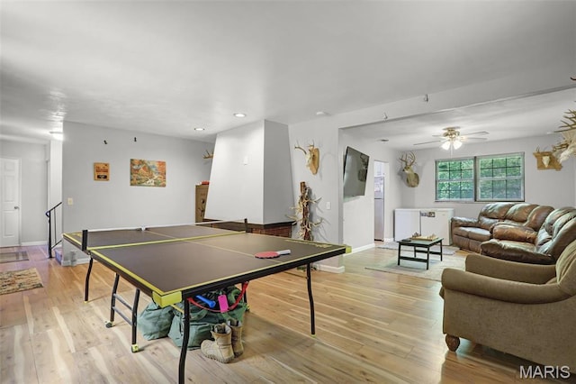 28 French Quarter, Belleville, IL 62223 - playroom with recessed lighting, light wood-style floors, baseboards, and a ceiling fan