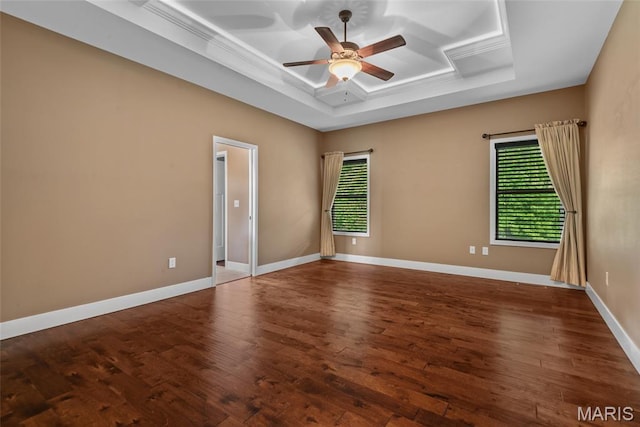 1419 Crimson King Way, Troy, IL 62294 - unfurnished room with a raised ceiling, wood finished floors, a ceiling fan, and baseboards