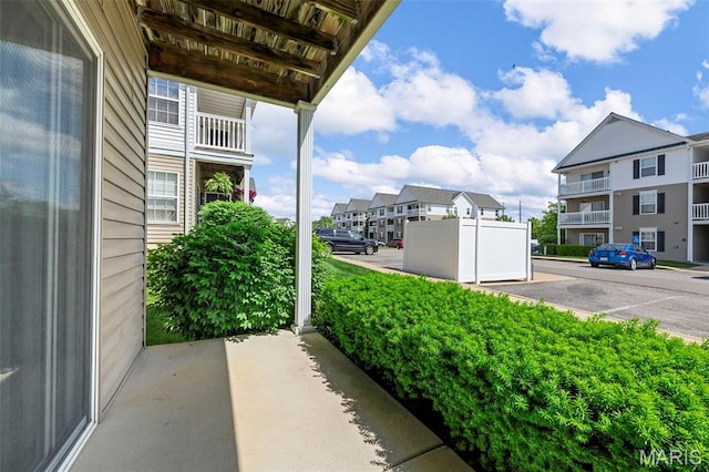 view of patio / terrace featuring a residential view