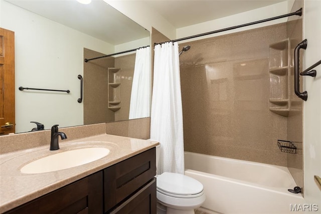 712 Carman Oaks Ct, Manchester, MO 63021 - bathroom featuring toilet, shower / tub combo, and vanity