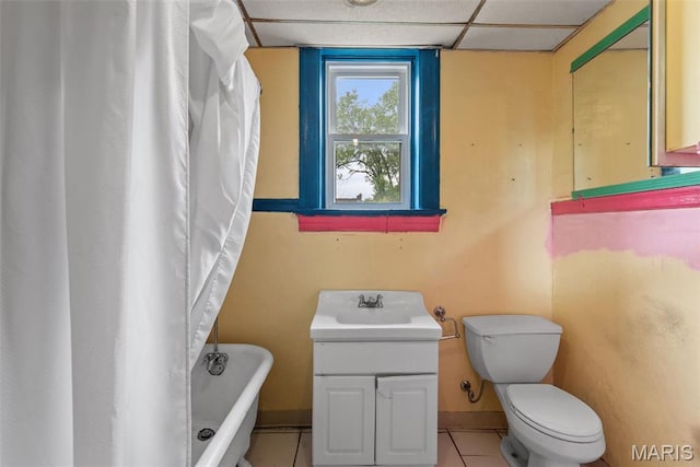 3456 Miami St, Saint Louis, MO 63118 - bathroom with vanity, toilet, a tub, tile patterned floors, and a shower with shower curtain