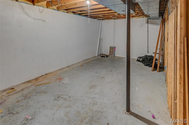 view of unfinished basement