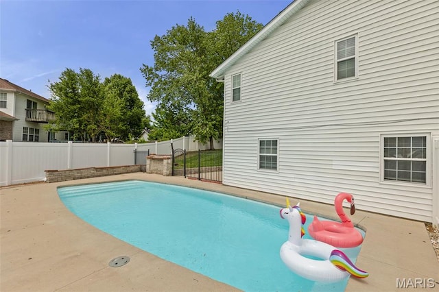 view of pool featuring a fenced backyard and a patio