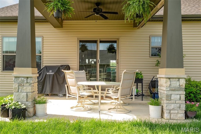 136 Oakshire Dr, Troy, IL 62294 - view of patio / terrace featuring a ceiling fan and a grill