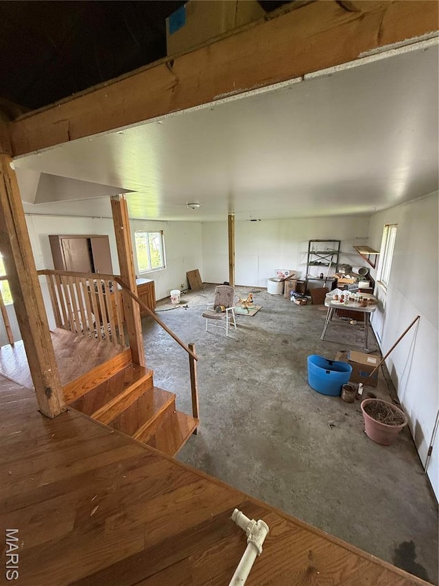 29595 State Highway 3, La Plata, MO 63549 - unfurnished living room with stairway