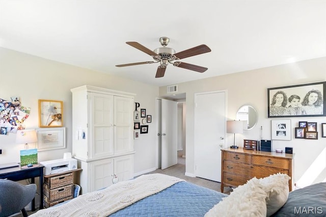 5 Delcrest Ct Unit 203, Saint Louis, MO 63124 - bedroom featuring light colored carpet, baseboards, and a ceiling fan