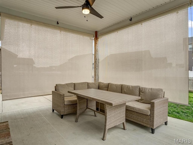 view of patio with a ceiling fan