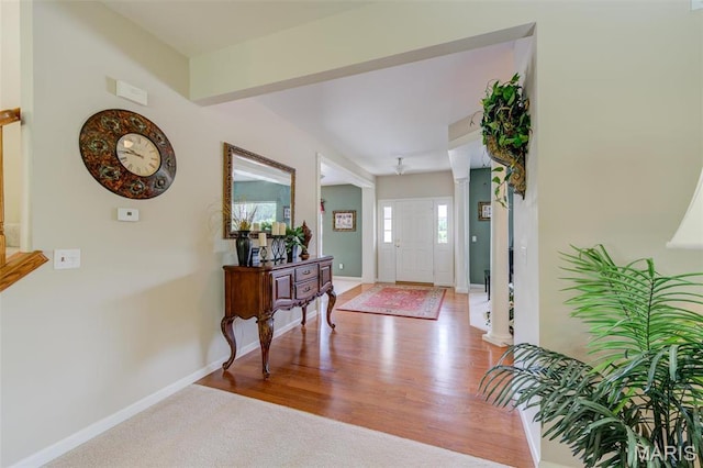 41 Deer Creek Dr, Ofallon, MO 63366 - foyer with baseboards and wood finished floors