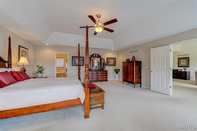 41 Deer Creek Dr, Ofallon, MO 63366 - bedroom featuring carpet floors, a tray ceiling, baseboards, and recessed lighting