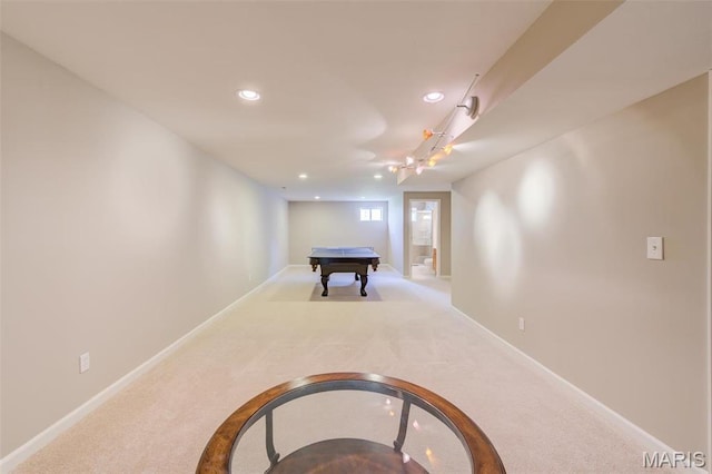 41 Deer Creek Dr, Ofallon, MO 63366 - rec room with carpet floors, recessed lighting, pool table, and baseboards