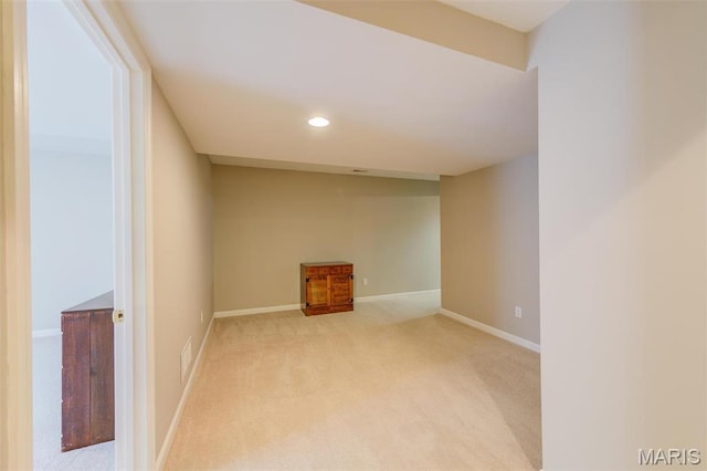 41 Deer Creek Dr, Ofallon, MO 63366 - basement with light colored carpet, recessed lighting, and baseboards