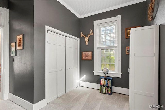 111 Portland Ave, Belleville, IL 62220 - bedroom with carpet flooring, baseboards, ornamental molding, and a closet