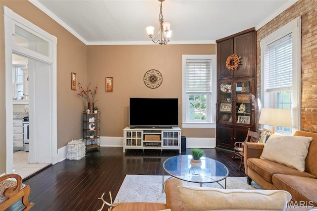 111 Portland Ave, Belleville, IL 62220 - living area featuring hardwood / wood-style flooring, a chandelier, ornamental molding, and baseboards