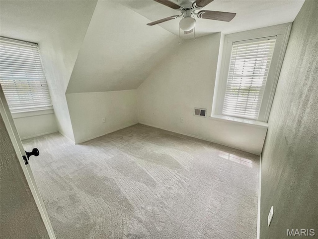 111 Portland Ave, Belleville, IL 62220 - additional living space featuring carpet, vaulted ceiling, and ceiling fan