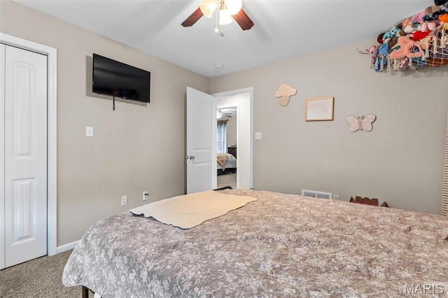 710 Skye View Ct, Farmington, MO 63640 - carpeted bedroom featuring a ceiling fan and baseboards