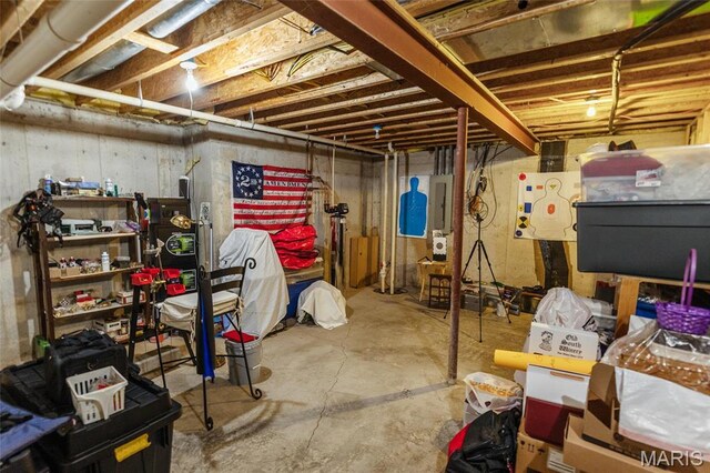 unfinished below grade area with electric panel