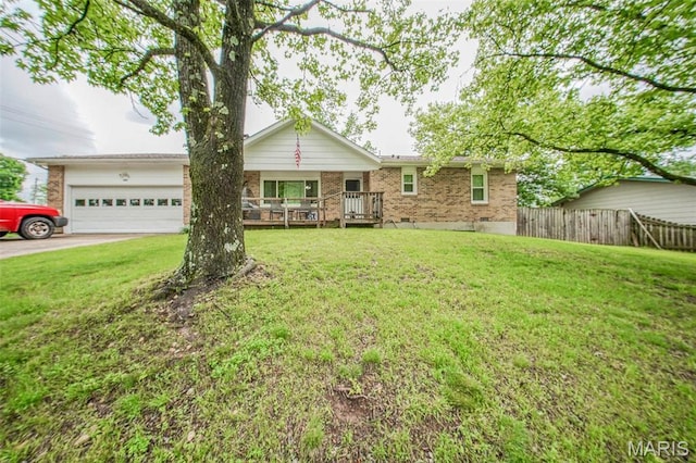 single story home featuring brick siding, concrete driveway, and a garage