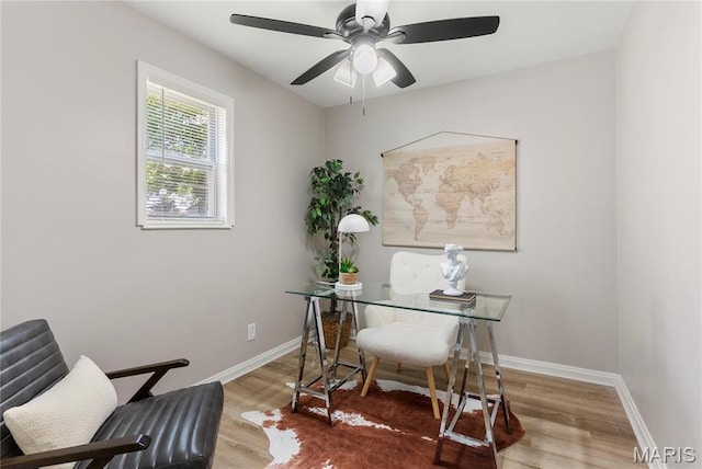 312 Waller Ave, Saint Louis, MO 63125 - office space with wood finished floors, baseboards, and a ceiling fan