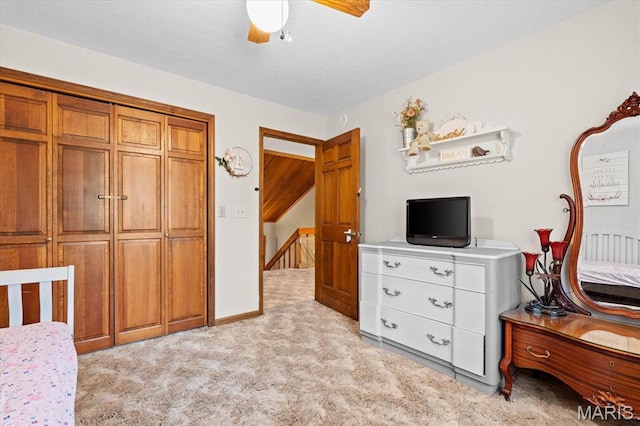 22000 E Rd, Carlyle, IL 62231 - bedroom with light carpet and a ceiling fan