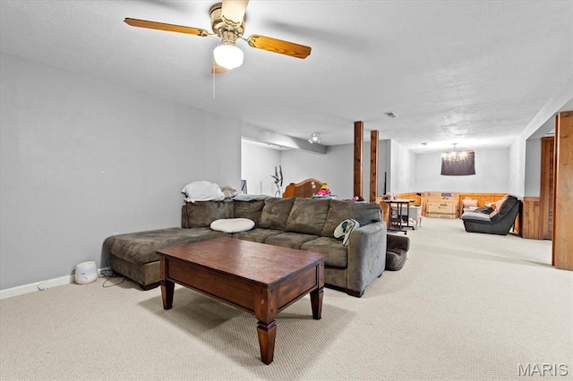 22000 E Rd, Carlyle, IL 62231 - living area featuring carpet and ceiling fan