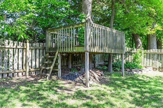 view of yard with a deck