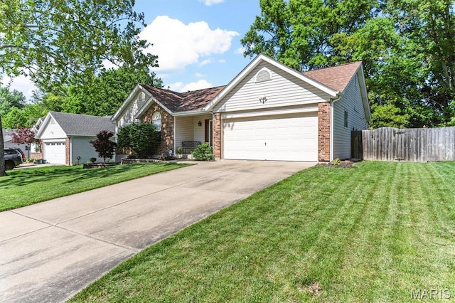 view of front of house with an attached garage, brick siding, and driveway