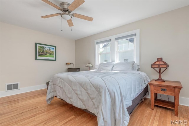721 Taylor Ave, Godfrey, IL 62035 - bedroom featuring light wood-type flooring, baseboards, and a ceiling fan