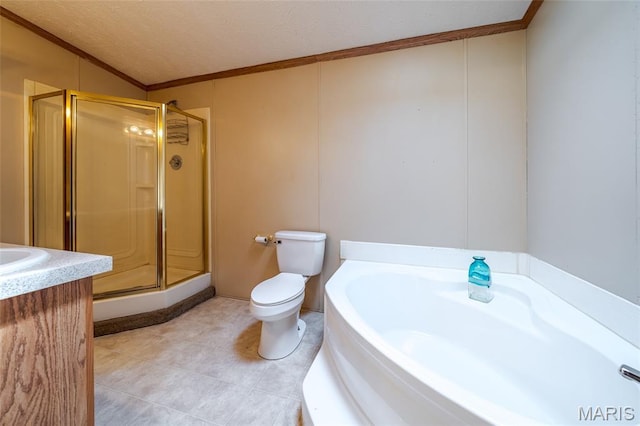 24 Clonts Rd, Sullivan, MO 63080 - bathroom with a stall shower, ornamental molding, a garden tub, and vanity