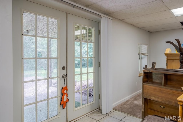 24 Clonts Rd, Sullivan, MO 63080 - entryway featuring french doors, light tile patterned flooring, and a paneled ceiling