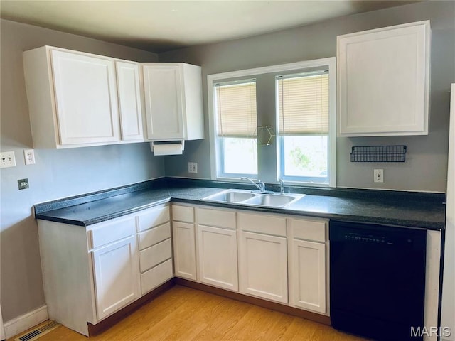 219 2nd St, Winfield, MO 63389 - kitchen featuring black dishwasher, a sink, and white cabinetry