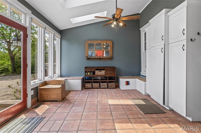 505 Thompson Ln, Arcadia, MO 63621 - sunroom with a skylight, vaulted ceiling, and tile patterned floors