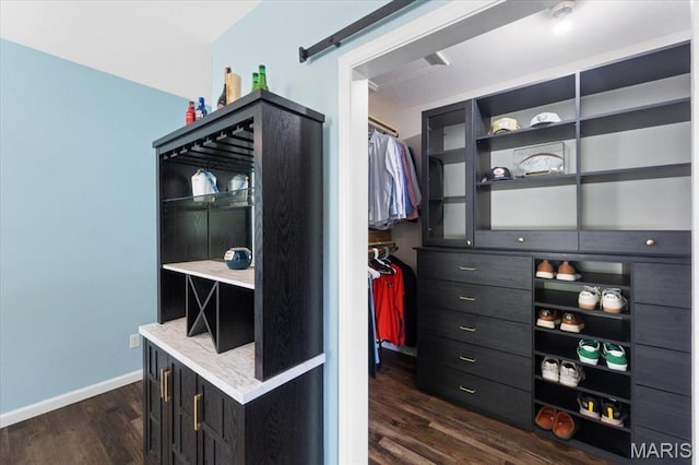 8316 D Rd, Waterloo, IL 62298 - walk in closet featuring dark wood-style flooring