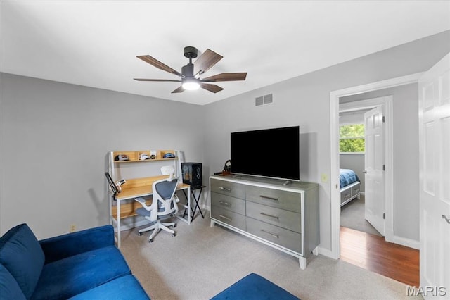 8316 D Rd, Waterloo, IL 62298 - office featuring a ceiling fan, carpet flooring, and baseboards
